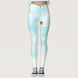 Gouden sterren en blauwe lucht Wolken Mooie hemell Leggings