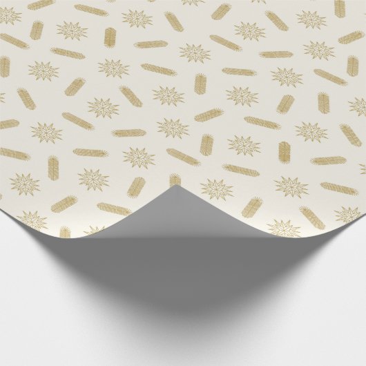 Gouden sterren en boombrunches cadeaupapier (Hoek)
