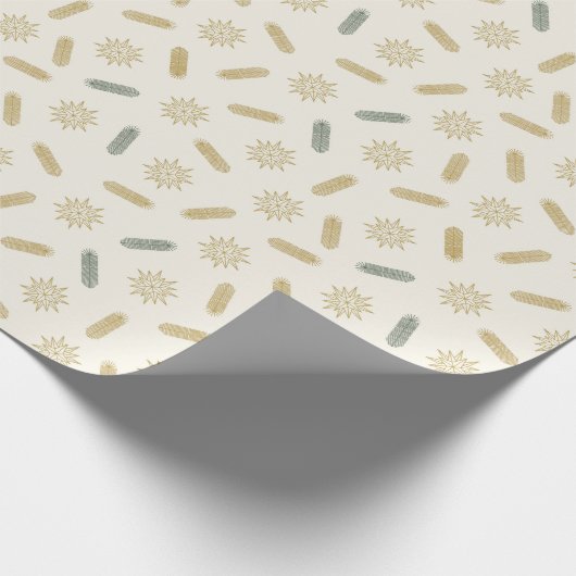 Gouden sterren en boombrunches cadeaupapier (Hoek)