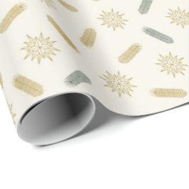 Gouden sterren en boombrunches cadeaupapier