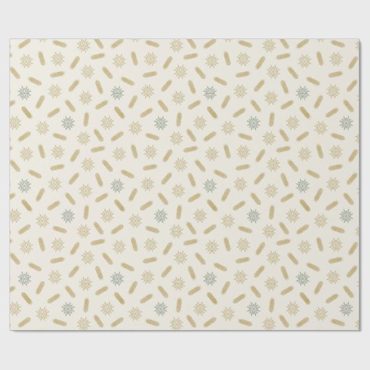 Gouden sterren en boombrunches cadeaupapier (Vlak)