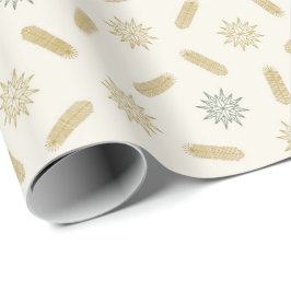 Gouden sterren en boombrunches cadeaupapier