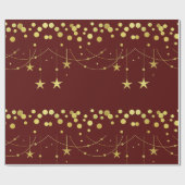 Gouden sterren en cirkels cadeaupapier (Vlak)