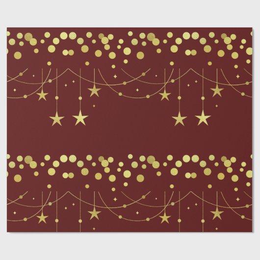 Gouden sterren en cirkels cadeaupapier (Vlak)