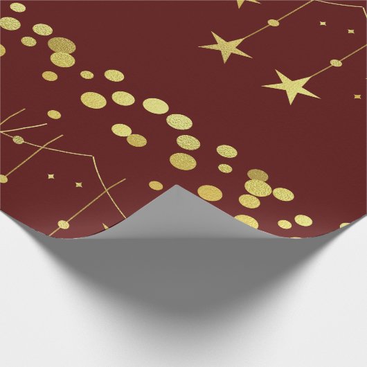 Gouden sterren en cirkels cadeaupapier (Hoek)