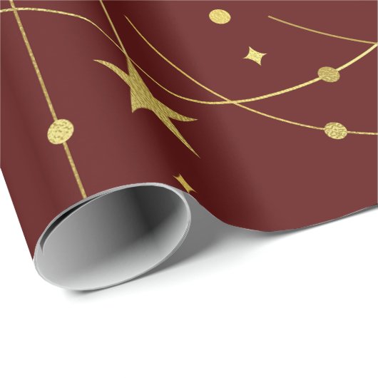 Gouden sterren en cirkels cadeaupapier (Rol Hoek)