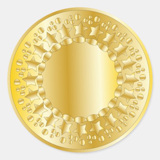 Gouden sterren en cirkels ronde sticker (Voorkant)