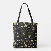 Gouden sterren en harten tote bag (Achterkant)
