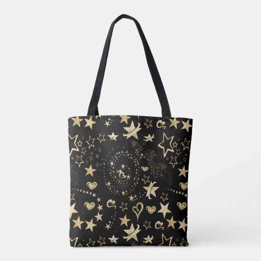 Gouden sterren en harten tote bag (Achterkant)