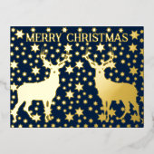 Gouden sterren en herten kerst folie feestdagen briefkaart (Voorkant)
