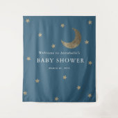 Gouden sterren en maan marineblauwe baby shower wa wandkleed (Voorkant)