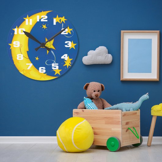 Gouden sterren en maan ronde klok