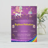 Gouden sterren en Paars Baby shower Unicorn Kaart (Staand voorkant)