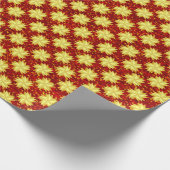 Gouden sterren en rode glitters cadeaupapier (Hoek)