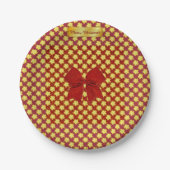 Gouden sterren en rode kerst papieren bordje (Voorkant)