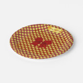 Gouden sterren en rode kerst papieren bordje (Gekanteld)