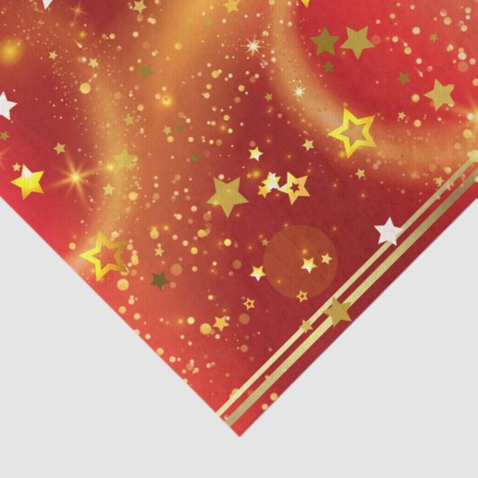 gouden sterren en rood licht tissuepapier (Detail)