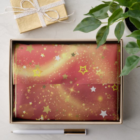 gouden sterren en rood licht tissuepapier (Geschenk)