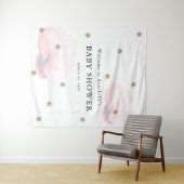 Gouden sterren en roze wolken Baby Shower wandklee Wandkleed (In Situ (horizontaal))