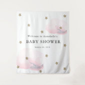Gouden sterren en roze wolken Baby Shower wandklee Wandkleed (Voorkant)