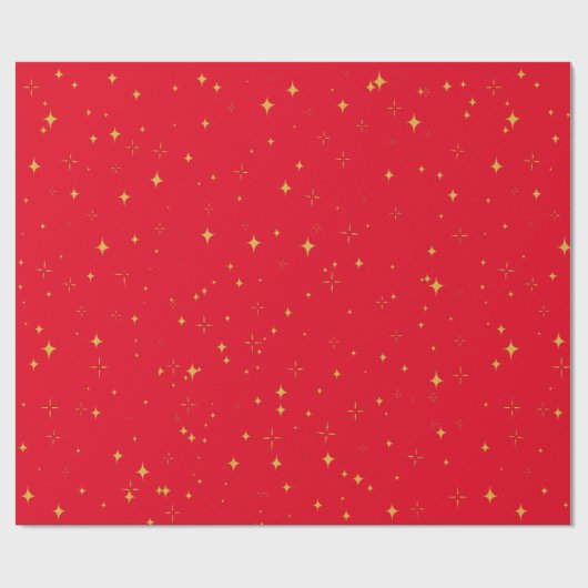 Gouden sterren en sprankelende rode gift cadeaupapier (Vlak)