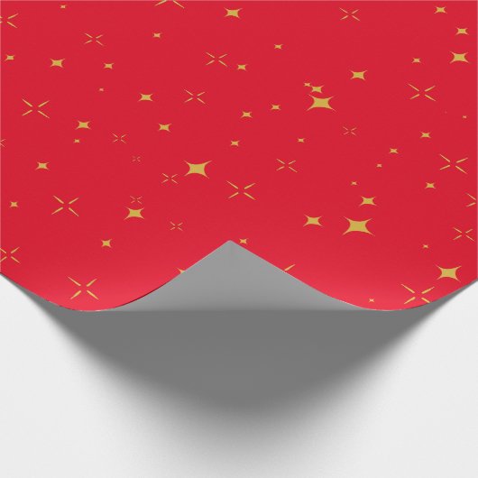 Gouden sterren en sprankelende rode gift cadeaupapier (Hoek)