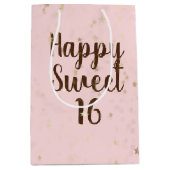 Gouden sterren en Stippen 16e verjaardag Medium Gi Medium Cadeauzakje (Voorkant)