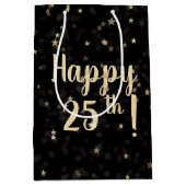 Gouden sterren en Stippen 25e verjaardag Medium Gi Medium Cadeauzakje (Voorkant)