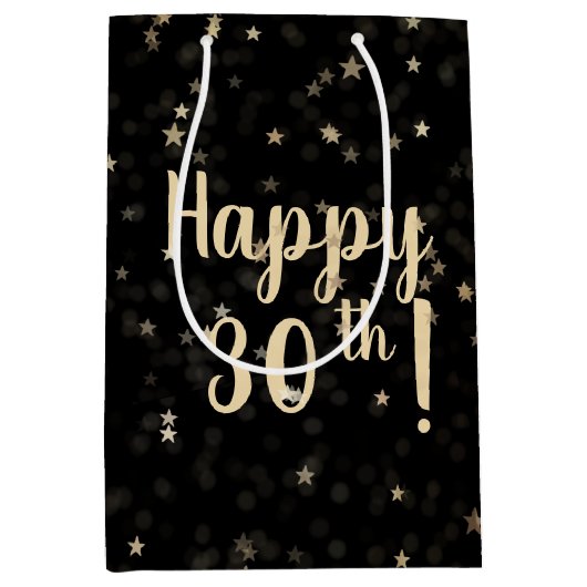 Gouden sterren en Stippen 30e verjaardag Medium Gi Medium Cadeauzakje (Voorkant)