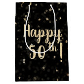 Gouden Sterren en Stippen 50e Verjaardag Medium Gi Medium Cadeauzakje (Voorkant)