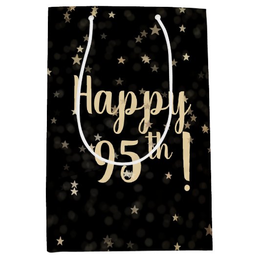 Gouden sterren en Stippen 95e verjaardag Medium Gi Medium Cadeauzakje (Voorkant)