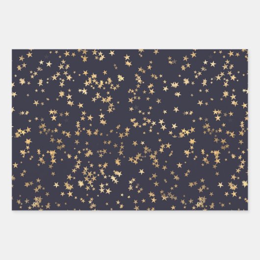 Gouden sterren en strepen Blush Navy Inpakpapier Vel (Voorkant)