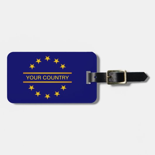 Gouden sterren (EU) aangepaste bagagelabel (Voorkant horizontaal)