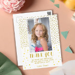 Gouden Sterren Faux Glitter Verjaardag Kinder Meis Briefkaart<br><div class="desc">Gouden Sterren Faux Glitter Verjaardag Kinder Meisje Foto Dank u Briefkaart. Leuke verjaardag dank u briefkaart voor uw vrienden en familie. Upload je foto en personaliseer het briefkaart met jouw naam en tekst. De kaart heeft gouden sterren en faux glitter stippen. Geweldig als bedankkaart voor meisjes.</div>