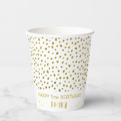 Gouden Sterren Faux Glitter Verjaardag Kinder Meis Papieren Bekers (Voorkant)