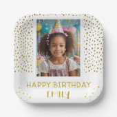 Gouden Sterren Faux Glitter Verjaardag Kinder Meis Papieren Bordje (Voorkant)