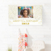 Gouden Sterren Faux Glitter Verjaardagsfeestje Mei Spandoek (Insitu)