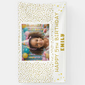 Gouden Sterren Faux Glitter Verjaardagsfeestje Mei Spandoek (Verticaal)