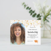 Gouden sterren foto boog afstudeerfeest uitnodigin (Staand voorkant)