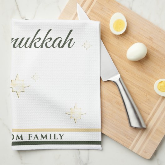Gouden sterren | Gelukkige Chanoeka | Aangepaste n Theedoek (Quarter Fold)