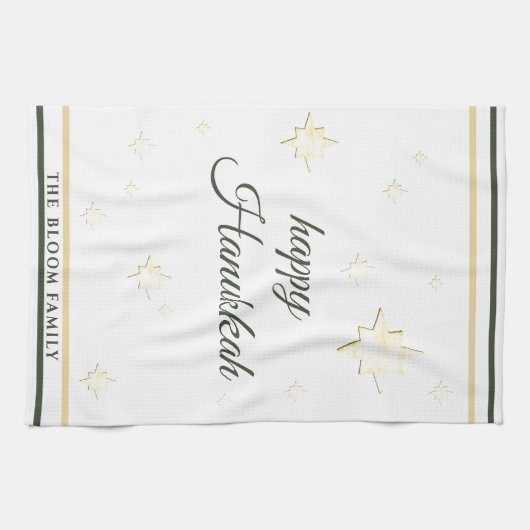 Gouden sterren | Gelukkige Chanoeka | Aangepaste n Theedoek (Horizontaal)