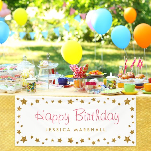 Gouden Sterren Gelukkige Verjaardag Spandoek