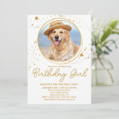 Gouden Sterren Gepersonaliseerde Huisdier Foto Hon Kaart (Staand voorkant)