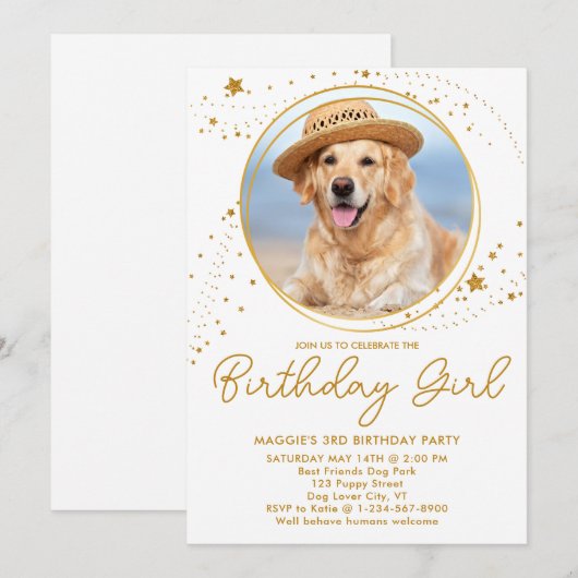 Gouden Sterren Gepersonaliseerde Huisdier Foto Hon Kaart (Voorkant / Achterkant)