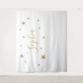 Gouden sterren gepersonaliseerde naam achtergrond wandkleed (Voorkant)