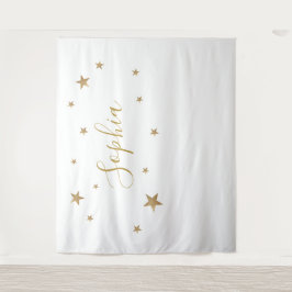 Gouden sterren gepersonaliseerde naam achtergrond wandkleed