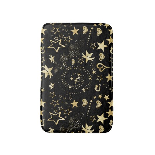 Gouden sterren & harten badmat (Voorkant Verticaal)