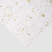 Gouden Sterren Hemelse Lichamen Witte Kerstmis Tissuepapier (Detail)