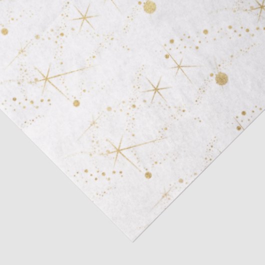 Gouden Sterren Hemelse Lichamen Witte Kerstmis Tissuepapier (Detail)
