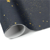 Gouden sterren in Night Sky Cadeaupapier (Rol Hoek)